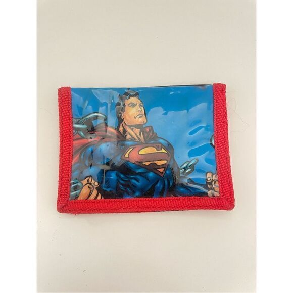 Superman Little Boy Bi-fold Wallet With Multiple Pocket Super Hero Red Blue - Picture 1 of 5